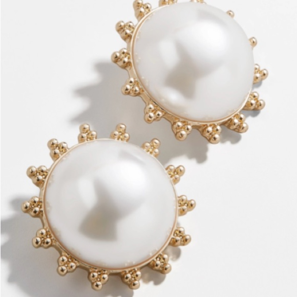 Baublebar large pearl and gold earrings